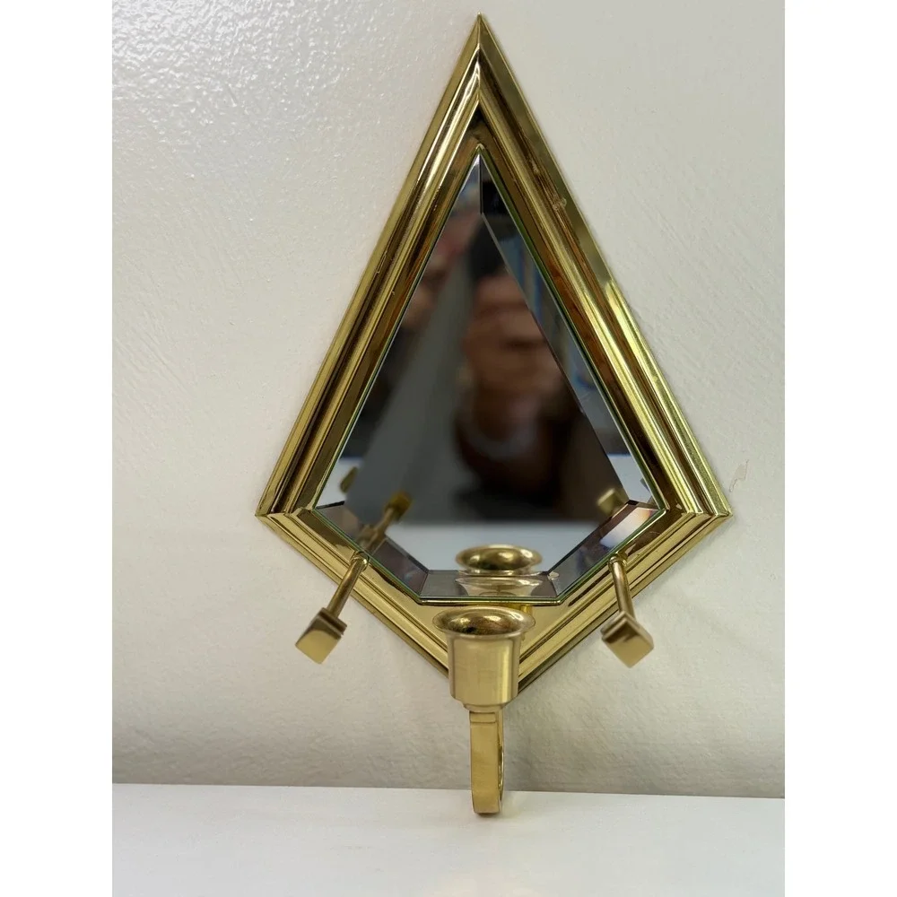 Vintage PartyLite Infinity Brass Mirrored Wall Candle Sconce